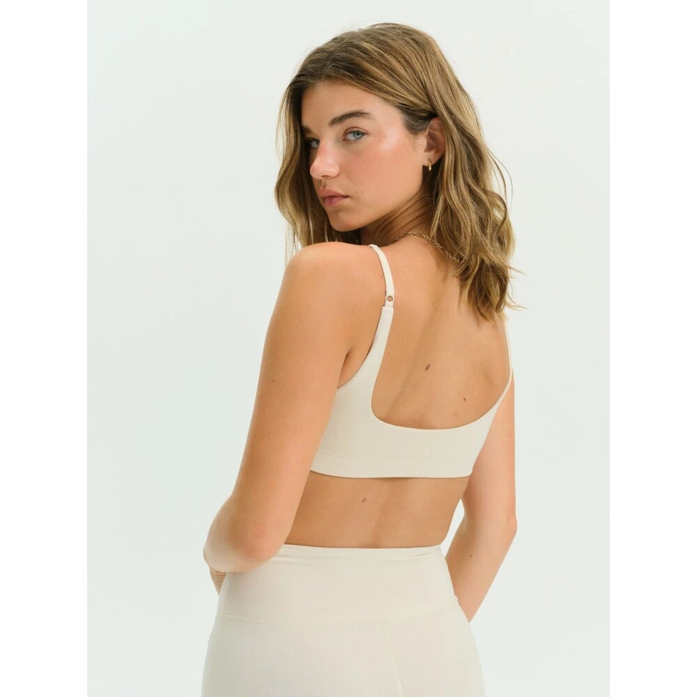 Mate the Label Women's Organic Stretch Scoop Sports Bra BONE M NEW - Picture 2 of 5